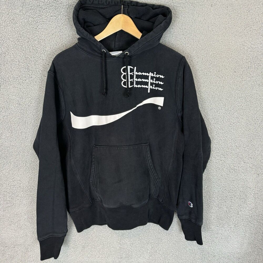 Champion x Coca Cola Hoodie Men’s M Black Reverse Weave Long Sleeve